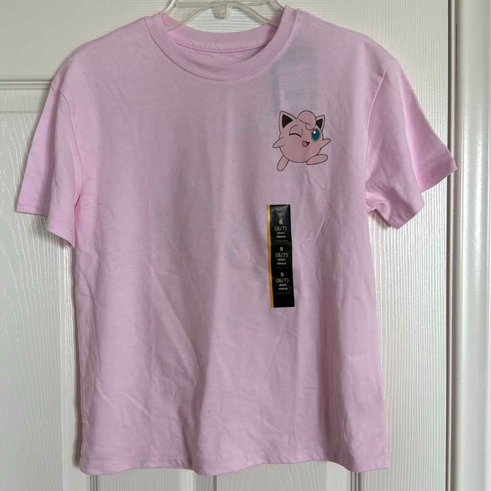 New! Girls' Pink Jigglypuff Oversized “Never Stop Singing” T-Shirt - Size Large